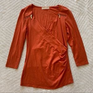 MICHAEL Michael Kors Orange Gold Zip Accent Top.  Purchased- too small